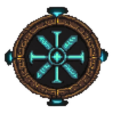 Special access token with ancient magical runes and glowing core sticker