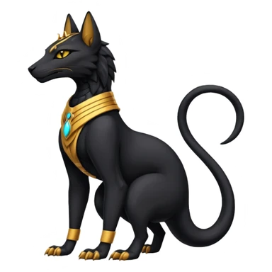 Black Dark Furry Fluffy Modern Futuristic Cyber-Salandit-Bastet-Anubis-fusion full body sticker