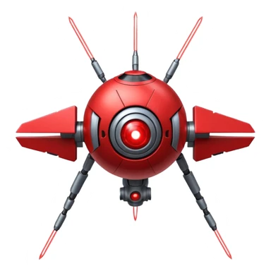 flying orb shaped futuristic targeting droid acquires target and paints with laser. sci-fi war. no propellers  sticker