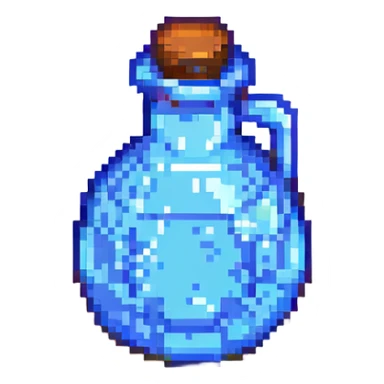 a blue potion bottle in pixel art style sticker
