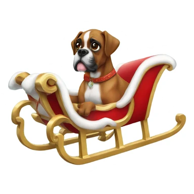 boxer dog on santa sleigh sticker