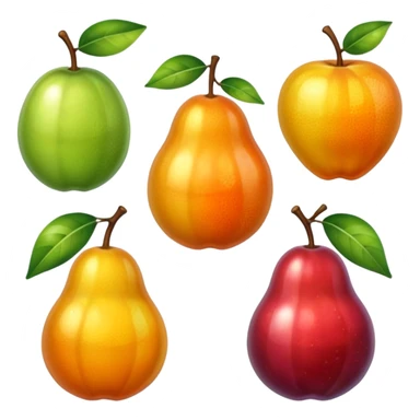 transparent fruit, shiny and translucent glass style sticker