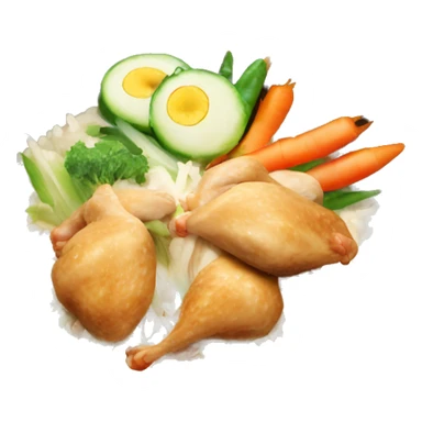 Thai food chicken and rice in a nice bowl with vegetables  sticker