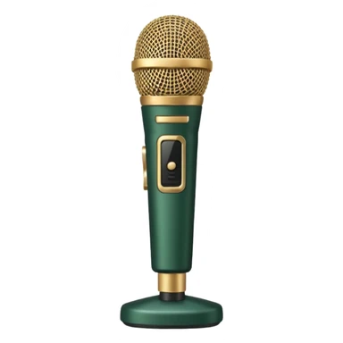 radio microphone, dark green with beige inserts, front view sticker