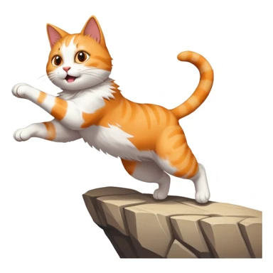 Cat jumping off a cliff sticker