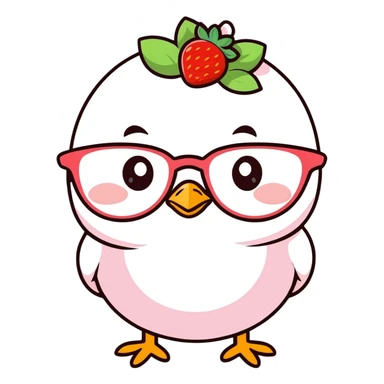 a yellow cute chick with strawberry glasses  sticker
