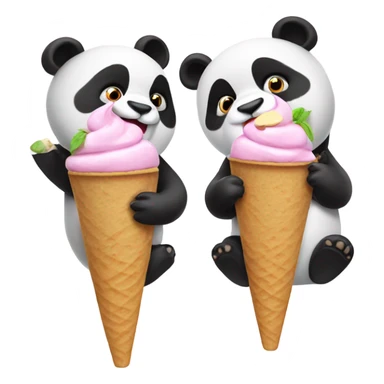 2 pandas eating ice cream sticker