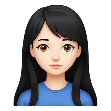 Girl with long black hair and side bangs sticker