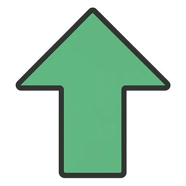 minimalistic flat look upward pointing green arrow, simple and clean sticker