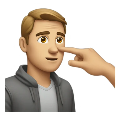 A man points his hand at the eye and pulls it down sticker