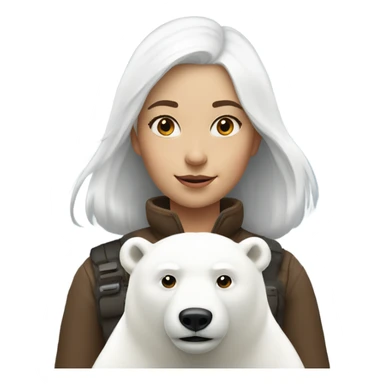 Girl with white hair and grey eyes rides a polar bear  sticker
