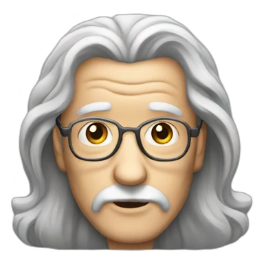 long hair old man with glass sticker