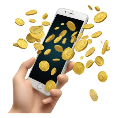 coins fly out of the phone screen sticker