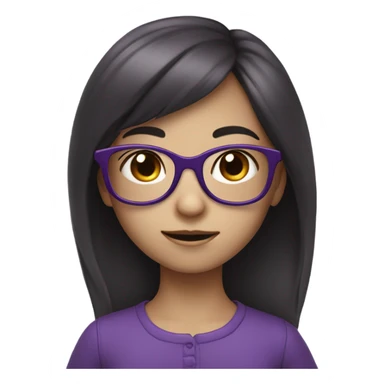 pale little girl in purple glasses and dark hair sticker