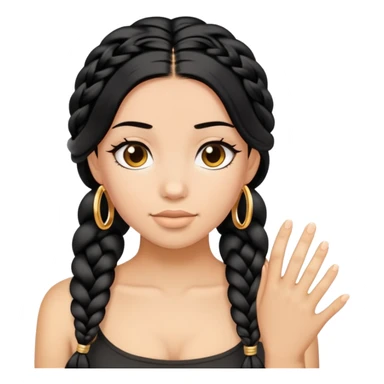 black hair braid with gold rings sticker