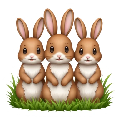 3 Bunny's standing in grass field happy looking foward sticker