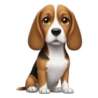 beagle with a girl long straight brown hair sticker