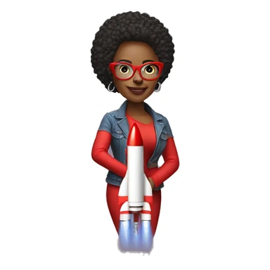 Women on rockets hip with red glasses sticker