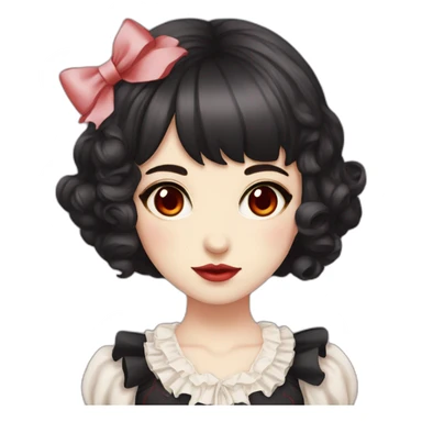 lolita girl short dark hair red eyes sticker