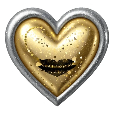 heart with silver and gold glitter sticker
