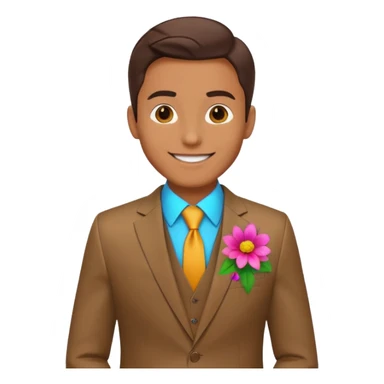 man with colorful flower in his suit pocket sticker