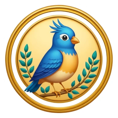circular achievement style badge for early bird featuring a bird inside and a royal border  sticker