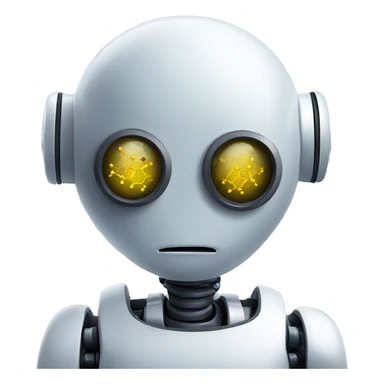 a robot thinking about a virus sticker