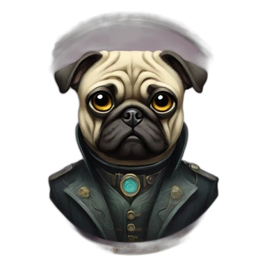 A cyberpunk pug in Art Nouveau style during 1910 sticker