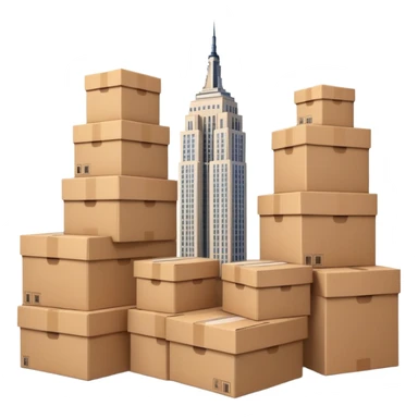 Empire State Building surrounded by shipping boxes sticker