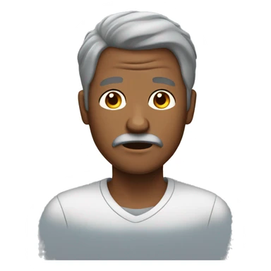 Brown skin man with gray hair, gray beard stressed sticker