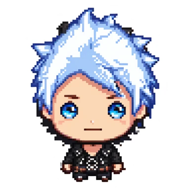 cool chibi male face with spiky hair sticker