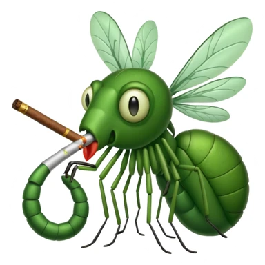 mosquito verde fumando un cigarro sticker