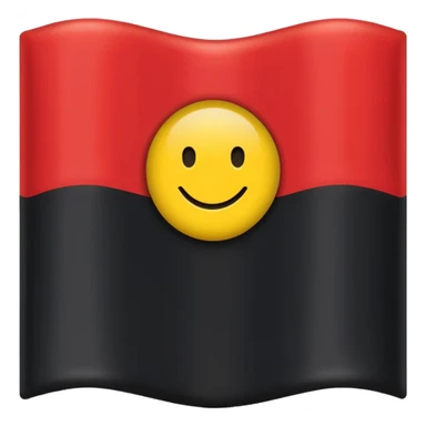 A wawy black and red rectangle with medium sized yellow circle in the middle flag sticker