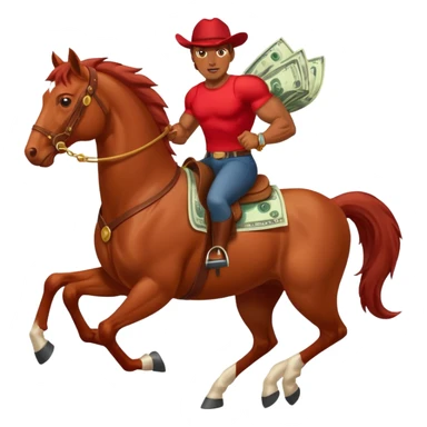 red horse agressive running money on on the saddle sticker