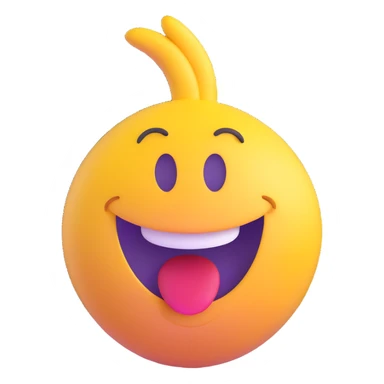 goofy classic emoji with playful expression, bright yellow, big smile sticker