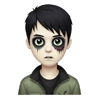 boy zombie with black hair emo sticker