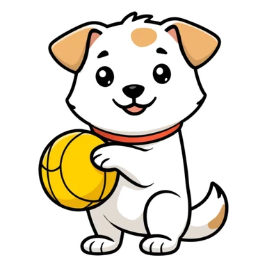 A dog with a ball sticker