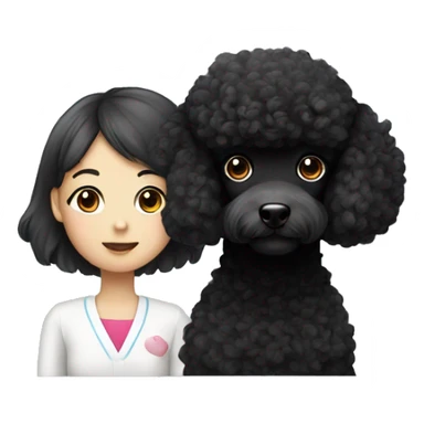 Balck poodle with korean girl sticker