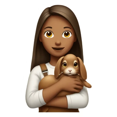 Girl with brown rabbit  indoors sticker