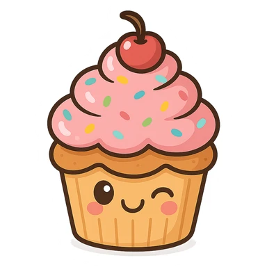 cute winking cupcake sticker