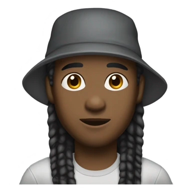 A young African-American male with medium-length dreadlocks, a trimmed goatee, and sharp facial features, wearing a cap. sticker