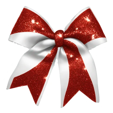 red sparkly cheer bow with white sticker