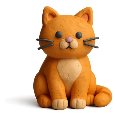 cute cat sitting in claymation style sticker
