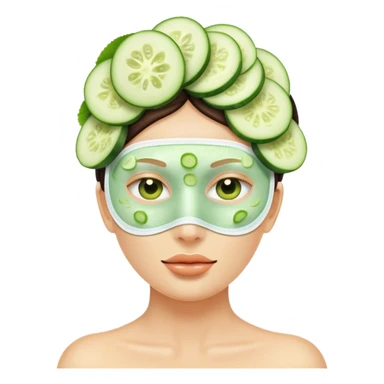 Emoji mit Feuchtigkeitsmaske im Gesicht und Gurkenscheiben auf den Augen sticker