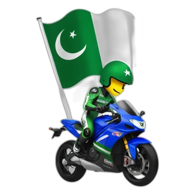 supersport motorcycle guy helmet holding pakistan flag racing sticker