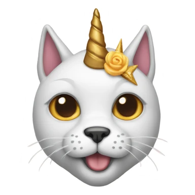 Cat with dog ears and a unicorn horn sticker