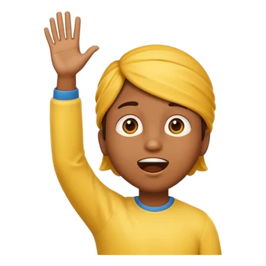 neutral yellow emoji character raising hands to the sky, looking upwards, facial expression 'oh my god!' sticker