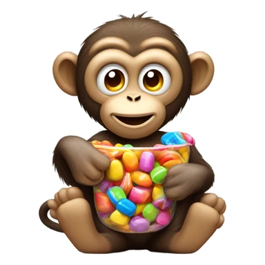 Monkey pooping candy sticker