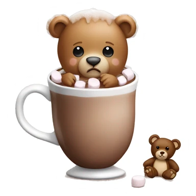 Baby Teddy bear in a Mug of hot chocolate with marshmallows on the bears head  sticker