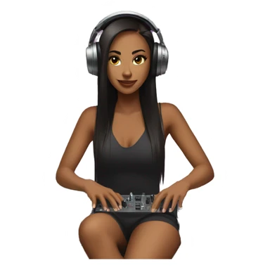 while girl electro dj on turntables sticker